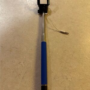 Blue Selfie Stick with Wired Connection